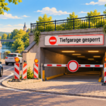 Gesperrte Tiefgarage in Schwerte während der Sanierungsarbeiten im September 2026